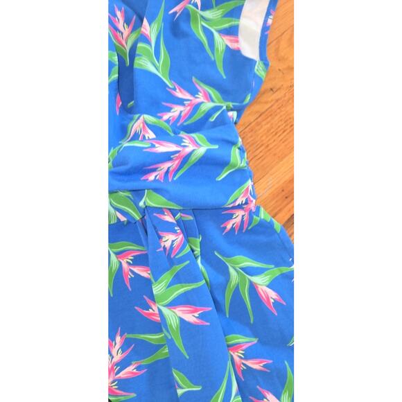 Lands's End Women's Blue Short Sleeve Maxi Dress LG Floral Comfort - Picture 8 of 11